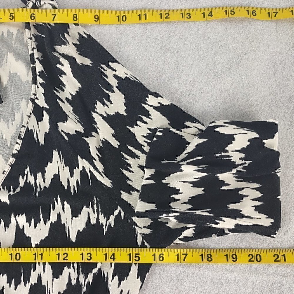 TART Black & White Faux Wrap Surplice Fit & Flare Soft Stretch Dress Sz M (NWT) - Picture 8 of 11